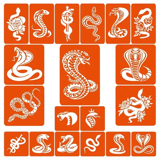 Набір трафаретів для біо-тату Змії - великий мікс snakes-big-mix 19 штук