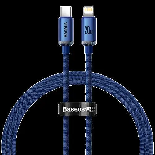 Кабель Baseus Crystal Shine Type-C to Lightning 20W 1.2 м Синий (CAJY000203) - фото 1