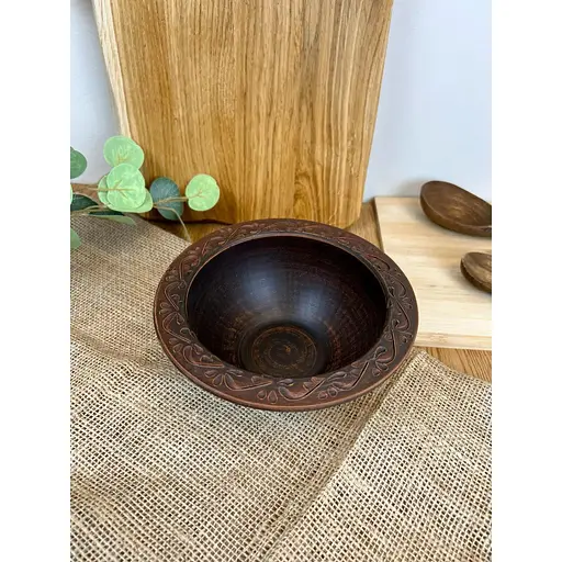 Миска для галушок керамічна (глиняна) різьблена Декор 700 мл - фото 2