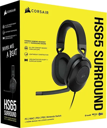 Навушники ігрові Corsair HS65 Surround Carbon (CA-9011270) [75607] - фото 10