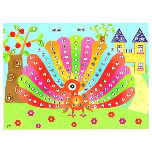 Детская мозаика по номерам "Павлин" 13-126-10 разноцветные камешки