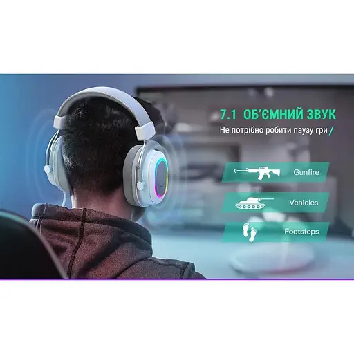 Наушники игровые Fifine H6 RGB 7.1 White [113870] - фото 9
