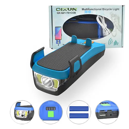 Велосипедный фонарь QX-Q21-T6+COB + держатель для телефона + microUSB + TypeC + 4 режима - фото 4