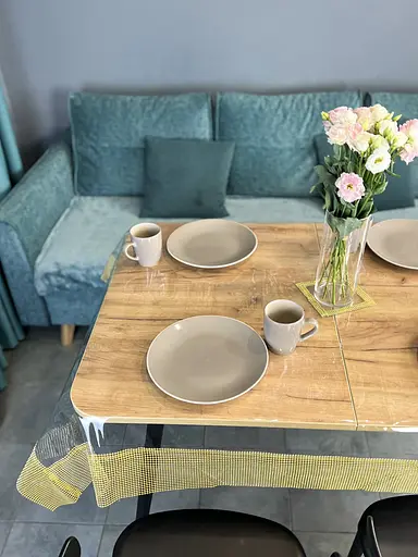 Скатерть силиконовая с золотой жемчужной лентой 280х150 см - фото 3