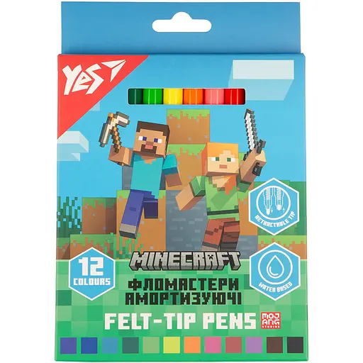 Набір фломастерів Yes Minecraft амортизуючих 12 шт. (650582)
