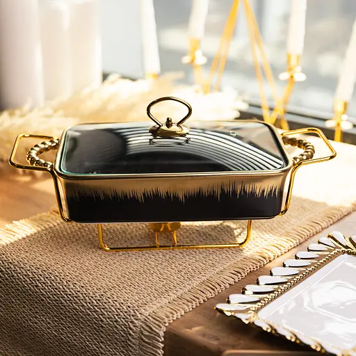 Мармит настольный Yiwu прямоугольный с подогревом 35.5х19х15.5 см на металлической подставке с крышкой мармитница для первых блюд ML1106-13 - фото 2