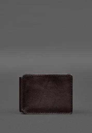 Кожаное портмоне 13.0 зажим темно-коричневый краст - фото 2