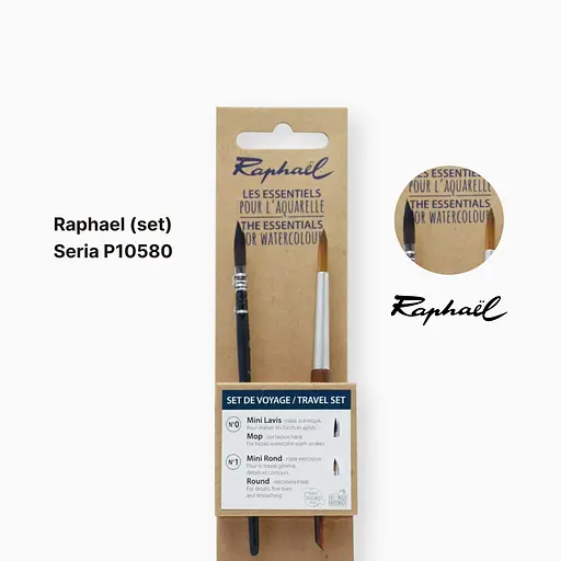 Дорожный набор кистей для акварели Raphael, 2 шт, круглые - фото 2