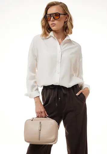 Жіноча шкіряна сумка Avenue світло-бежевий краст - фото 8