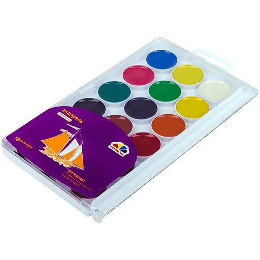 Набор детской акварели Гамма Творчество 18 цветов без кисточки.