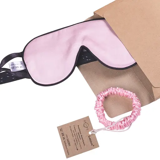 Подарунковий набір Чумацький Шлях: шовкова маска + шовкова резинка для волосся розмір S Рожевий (1221-02) - фото 9