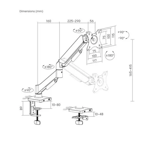 Кронштейн настольный для монитора Gembird MADA1U01 USB 17-32 дюйма Black - фото 5