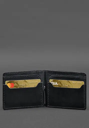 Кожаный портмоне 13.0 зажим Черный Crazy Horse - фото 4