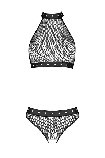 Білизна з відкритим доступом Passion MOONLIGHT Set XXL/XXXL black топ стрінги - фото 3