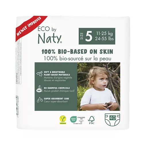 Одноразові дитячі підгузки розмір 5 11-25 кг., 40 шт ECO BY NATY