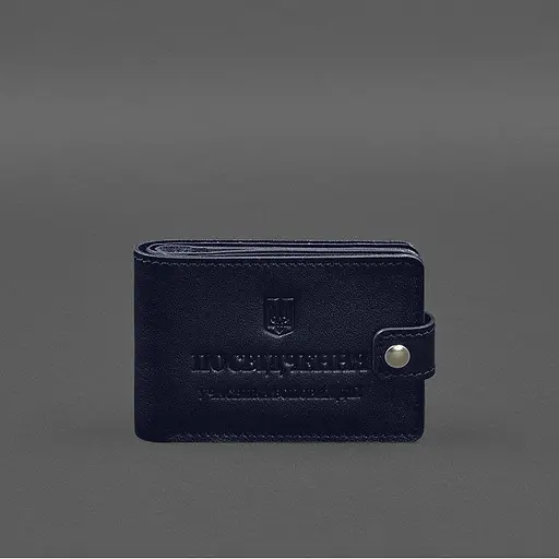 Кожаная обложка-портмоне для удостоверения участника боевых действий (УБД) Синяя - фото 7