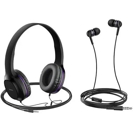 Навушники набір 2в1 Hoco Enlighten W24 Purple