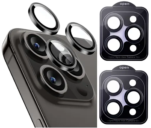 Захисне скло на камеру DK для Apple iPhone 14 Pro Max Lens Metal Ring Eagle Eye 015733 black 2 шт. - фото 2
