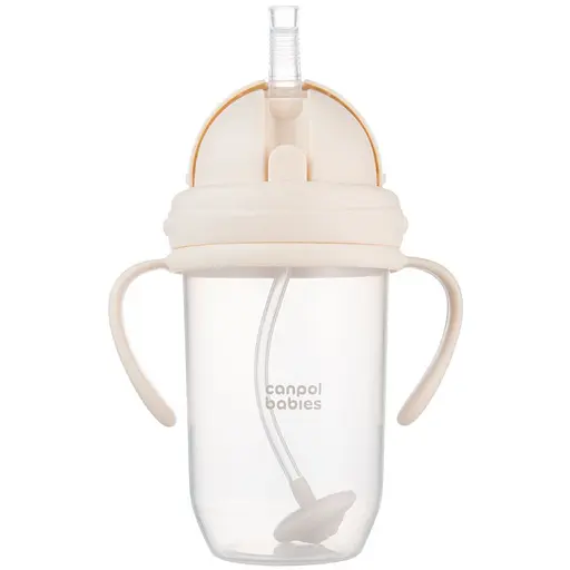 Кружка непроливайка Canpol babies с трубочкой и утяжелителем 270 мл кремовая (56/623_cre)