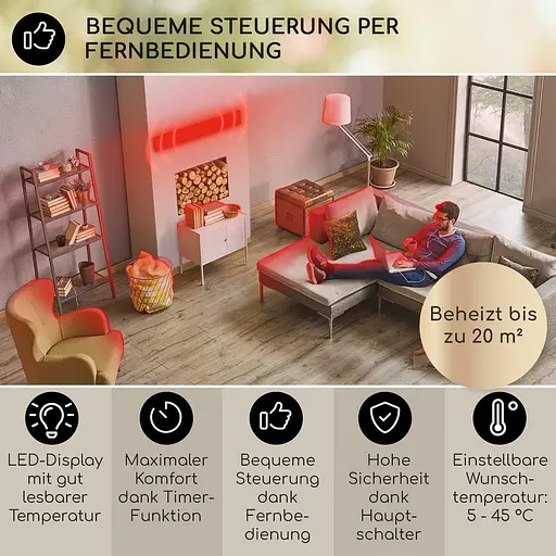 Инфракрасный обогреватель Blumfeldt Cosmic Beam Plus XXL 3000 Вт (10033698) Черный - фото 7