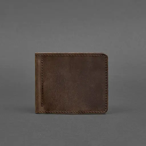 Мужской кожаный портмоне темно-коричневый 1.0 зажим для денег - фото 6