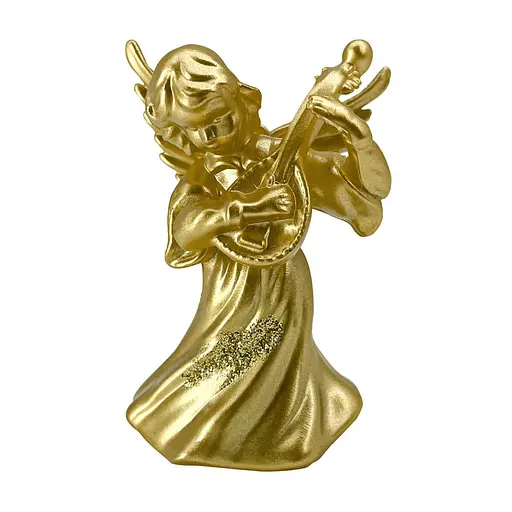 Новорічна підвіска MIS LT Янгол з бандурою малий 4х3,5х6 см золотий - фото 1