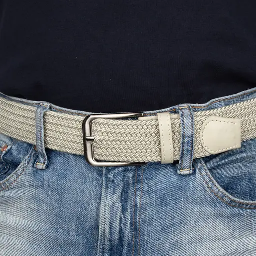 Ремінь гумка чоловічий PS-40045 (110 см) бежевий плетений - фото 5