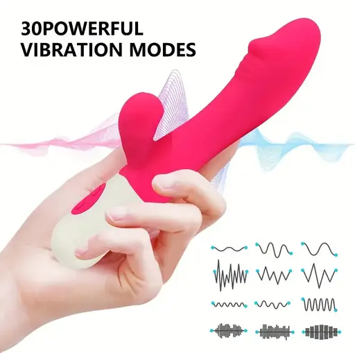 Багатофункціональний вібратор-кролик, стимулятор точки G і клітора, з проникненням і масажем. Рожевий - фото 3