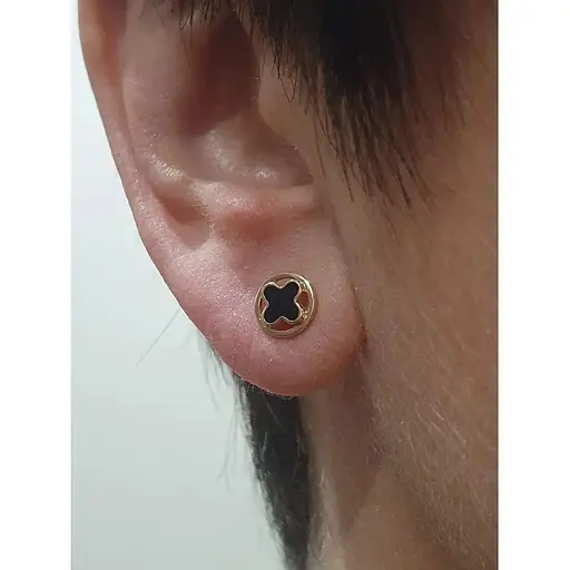 Золотые серьги-пуссеты Favoritum с эмалью. 210662 - фото 2