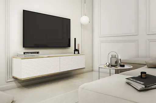 Тумба під телевізор навісна Perfect Home Оро / Oro 2-дверна RTV135 MDF Білий (PFH-091354)