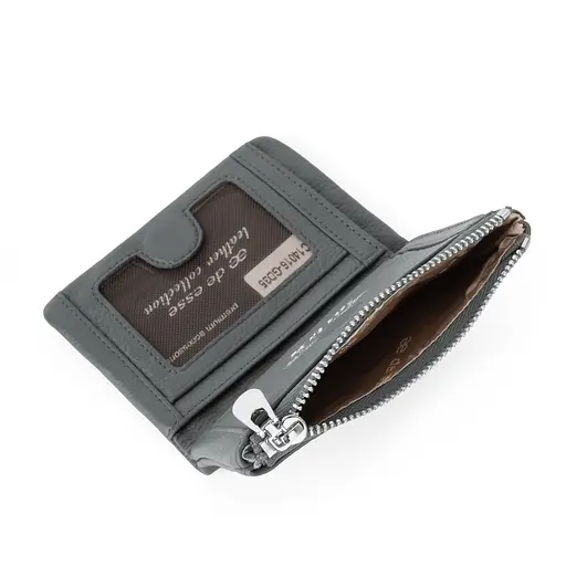 Жіночий шкіряний гаманець маленький De Esse LC14016-GD35 сірий на магніті - фото 4