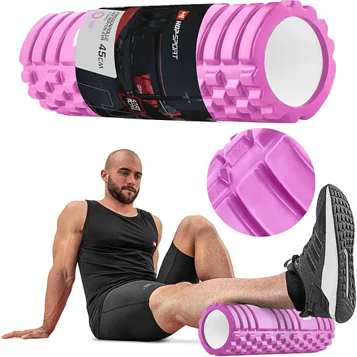 Роллер массажер (валик, ролик) Hop-Sport EVA 45см розовый - фото 4