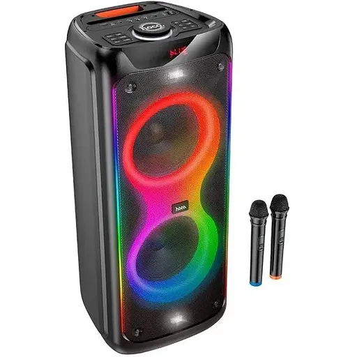 Акустика-караоке Hoco Heritage dual 10-inch RGB light BT speaker DS58 BT5.0, TWS, TF/USB/AUX, 40Wx2 (120W Max), 3H, 2mic - фото 1