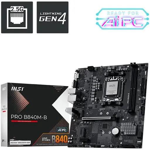 Материнская плата MSI PRO B840M-B sAM5 B840 2xDDR5 M.2 HDMI DSub mATX - фото 5