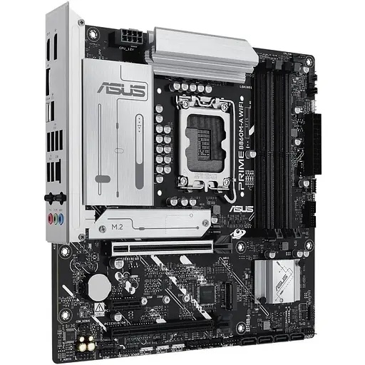 Материнская плата Asus Prime LGA1851, B860M-A WIFI, B860, 4xDDR5, 1xPCI-E 5.0 x16, 1xPCI-E 4.0 x16, 1xPCI-E 4.0 x1, 4xSATA3, 2xM.2, Realtek 7.1, Realtek 2.5Gb, WiFi 6E, Bluetooth 5.3, HDMI/2xDP, MicroATX - фото 3