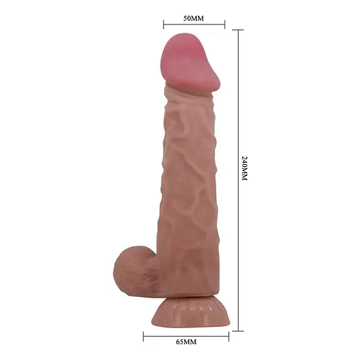 Фалоімітатор Baile Sliding Skin Bendable 9.4'' 24 см коричневий - фото 9