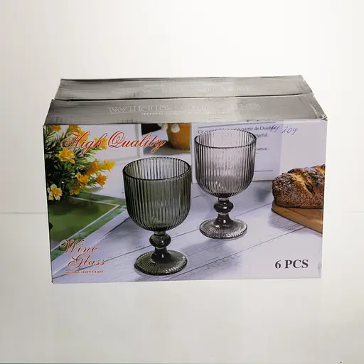Набор бокалов для вина 6 штук 240 мл бокалы на ножке стеклянные фужеры для вина подарочные Yiwu HP-19-209 - фото 4