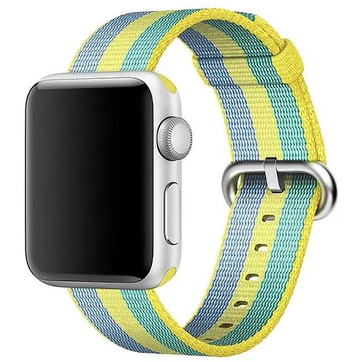 Ремешок Creasted для часов Apple Watch 42 мм 44 мм нейлоновый с пряжкой, Blue-yellow-green