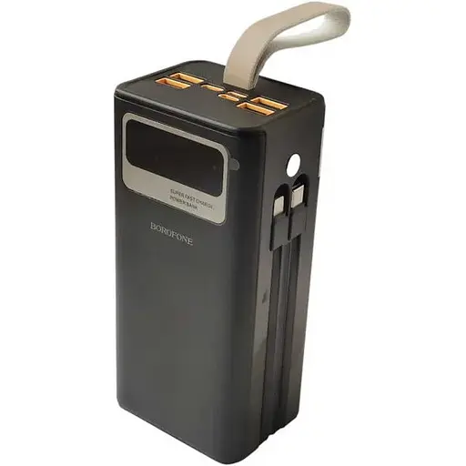 Портативное зарядное устройство Power Bank Borofone DBT35A 40000 mAh с быстрой зарядкой и фонарем кабель Type-C 22.5 Вт Черный - фото 1