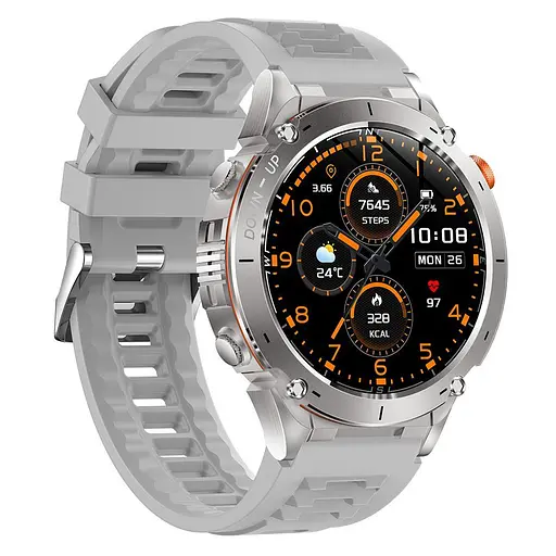 Тактичний розумний смарт-годинник для військових Smart Watch Y101 з ліхтариком компасом GPS-трекером і спортивними режимами Сірий - фото 2
