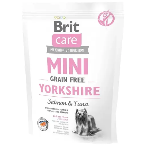 Корм сухий Brit Care Grain Free Mini Yorkshire для йоркширських тер'єрів з лососем та тунцем 400 г - фото 1