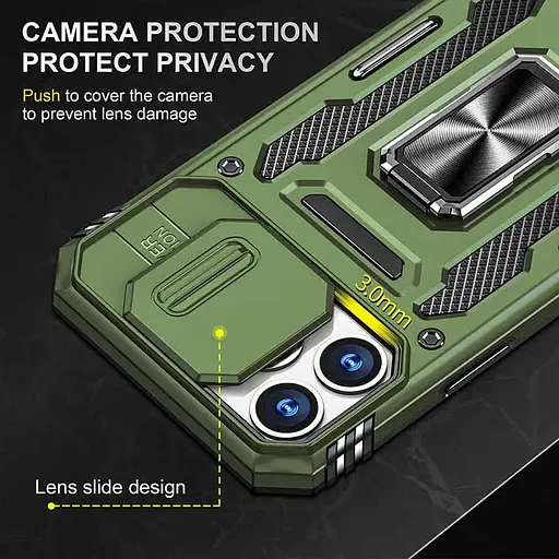 Ударостійкий чохол Epik Camshield Army Ring для Apple iPhone 12 Pro/12, 6.1 Оливковий/Army Green - фото 6