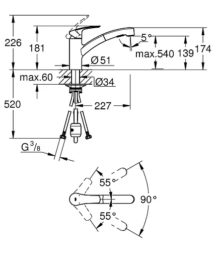 Смеситель для кухни Grohe Eurosmart 303052431 Черный матовый - фото 4