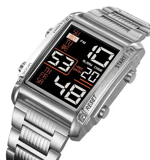 Чоловічий наручний годинник Skmei 2206 (Сріблястий з чорним циферблатом) - фото 2