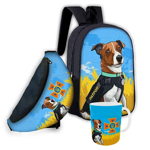 Набір дитячий Пес Патрон рюкзак, сумка-бананка, кружка (00702)
