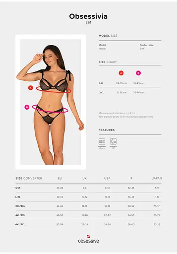 Комплект білизни Obsessive Obsessivia L/XL чорний - фото 7