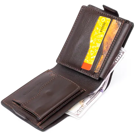 Мужской кожаный кошелек Grande Pelle 9х11.5х3 см acs0015037 - фото 3