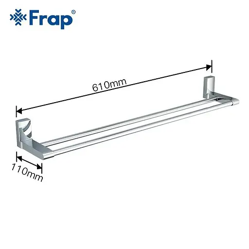 Тримач для рушника Frap F1809 з 2-ма накладками 600 мм білий/хром Хром - фото 5