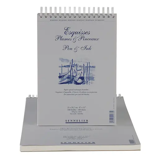 Блокнот на спирали для эскизов ручкой и чернилами Sennelier, 100 листов, 100 г/м, 21х29,7 см - фото 2