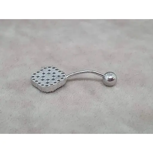 Серебряная серьга для пирсинга пупка Ирий Клевер с малахитом. 6025.1 - фото 3